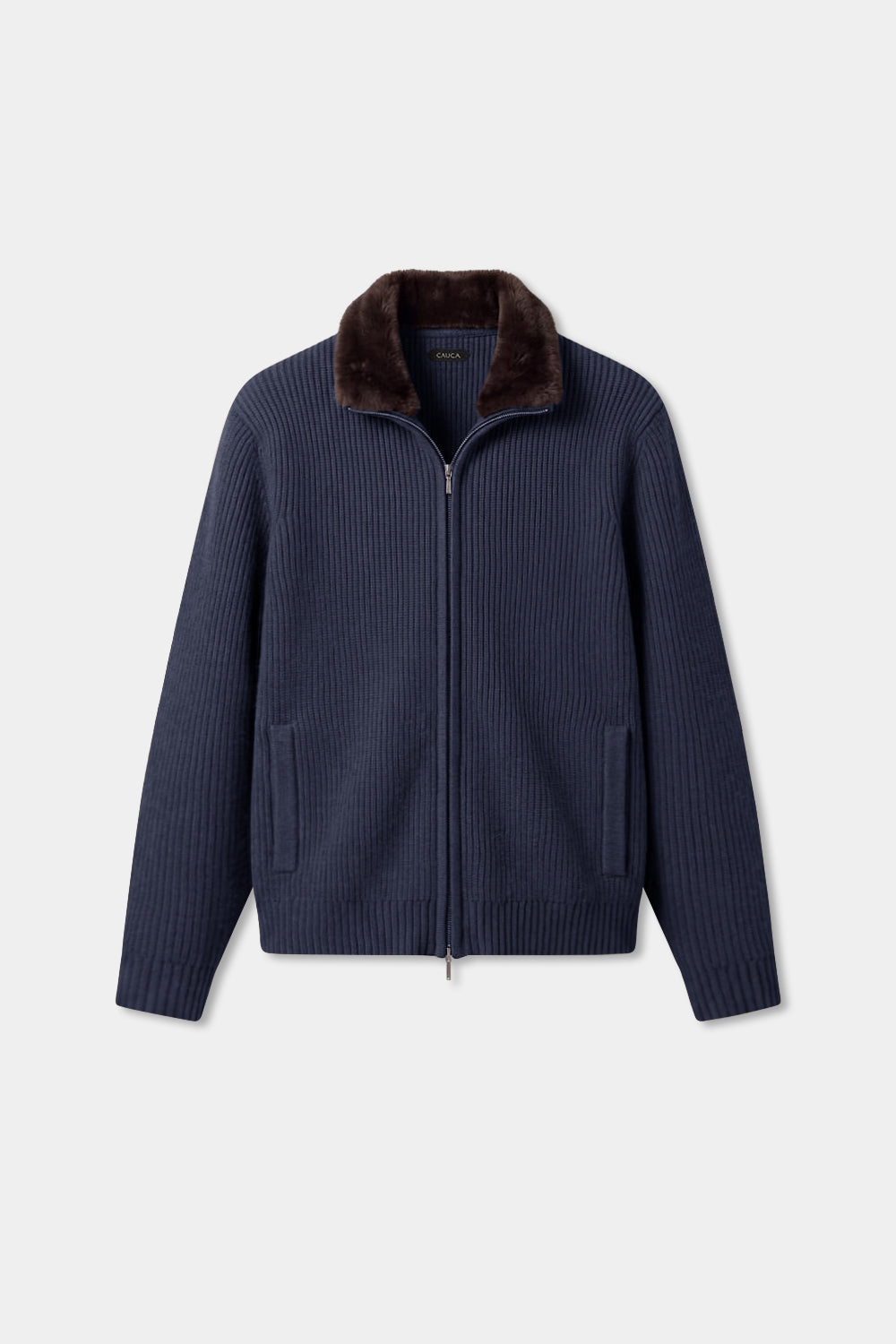 Prague Fur Collar Cardigan - Navy Blue